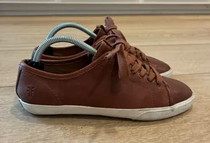 Frye Women’s Mindy Low Top Brown Leather Lace Up Sneaker Size 6 thumbnail 1