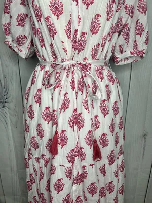 Roller Rabbit x Target Maxi Dress Pink Bouquet Print Short Sleeve Womens Sz S thumbnail 3