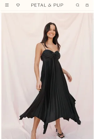 Petal & Pup Vikki Midi Black Satin Dress thumbnail 2