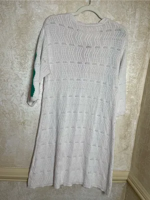 Free People Native Youth Wave Knit Crochet Cover-Up Ivory combo Sz S Coastal thumbnail 6