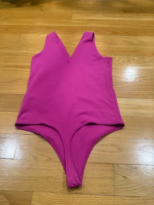 Abercrombie & Fitch soft collection hot pink thong bodysuit size small . thumbnail 4