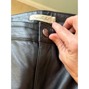 Unpublished Leather Look Wide Leg Pants Size 29 Black Faux Leather Denim Style thumbnail 8