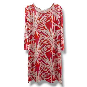Jean-Pierre Klifa Paris Shift Dress S Pink Orange Abstract Floral Stretch Resort thumbnail 2