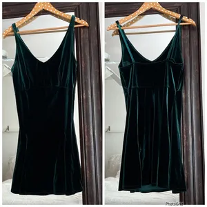 Victoria's Secret Vintage 90s Y2K Green Velvet Velour Nighty Dress Size S thumbnail 2