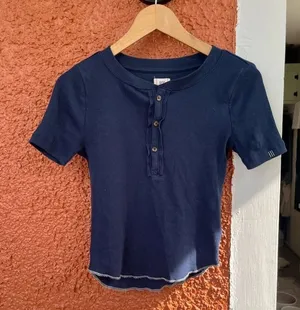 BDG Urban Outfitters Womens Size Small Harvey Henley Tee Short Sleeve Ribbed thumbnail 1