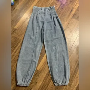 POL HAREM PANTS denim spring boho sold out elastic waist casual classic $98 fall thumbnail 6