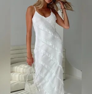 Princess Polly White Ruffle Midi Dress thumbnail 2