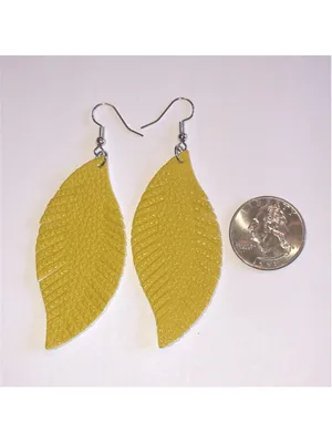 Chic Yellow Fabric Leaf Earrings thumbnail 3
