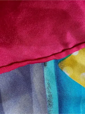 Vibrant Multicolor Hat Print Silk Scarf thumbnail 4