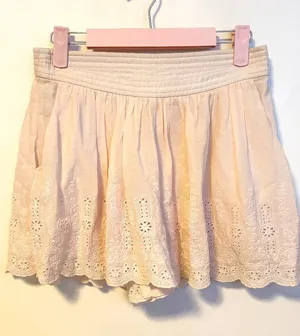 Rebecca Taylor High Waist Shorts Eyelet Lace Embroidered Hem Light Pink Womens 2 thumbnail 1