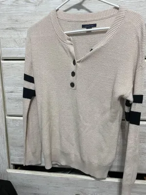 American Eagle Cream Knit Sweater thumbnail 1