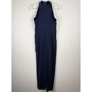 1901 Women's Velvet Trim Halter Jumpsuit with Bow Dark Blue‎ Size 8 Ultrachic thumbnail 10