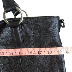 G.I.L.I. Pebbled Leather Hobo Tote Bag Brown Everyday Office Travel Weekender thumbnail 12