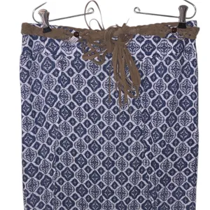 Faded Glory Blue Patterned Women's Maxi Skirt Twisted Faux Leather Belt Flap thumbnail 2
