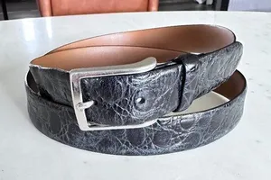 Brooks Brothers Women's Black Croc Embossed Leather‎ Belt with Silver Tone 38 thumbnail 1