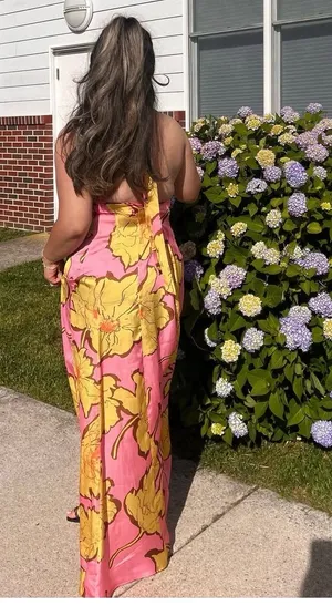 Topshop Silk satin floral pink shabby chic maxi dress prom dress wedding guest Elegant elevated thumbnail 2