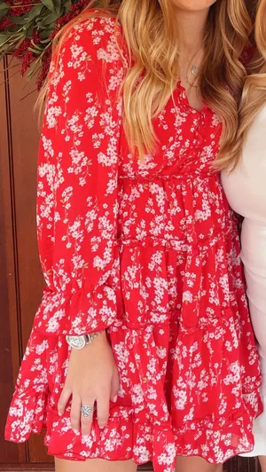 Red Floral Dress thumbnail 1