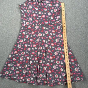 Free People Floral Halter Dress Women's Medium Sleeveless Swing Gray Pink Red thumbnail 6