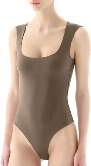 Brown square neck bodysuit thumbnail 1