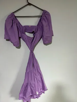 Free People Cross of Sunlight Lilac Cutout Tiered Mini Dress thumbnail 5
