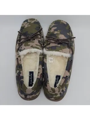 Club Room Faux Fur Lining Camouflage Moccasin Slip On Boat Shoes Size M 8-9 thumbnail 2