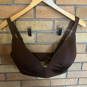 NWT SKIMS Wireless Form Push-Up Plunge Bra Cocoa Brown Women’s Size 38DDD thumbnail 3