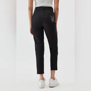 Playboy by pac-sun black button fly high waisted denim jeans size 27 cute‎ thumbnail 2