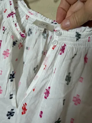 LOFT Outlet Balloon Sleeve Embroidered Peasant Top Blouse Shirt Size Medium thumbnail 4