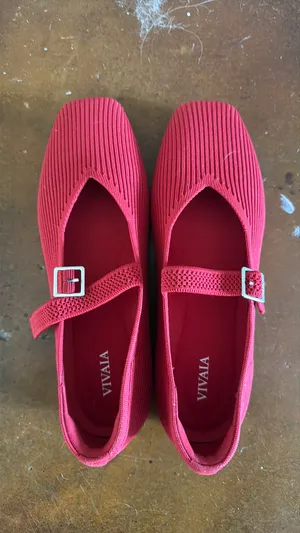 VIVAIA Red Knit Mary Jane Flats – Size 38 thumbnail 2