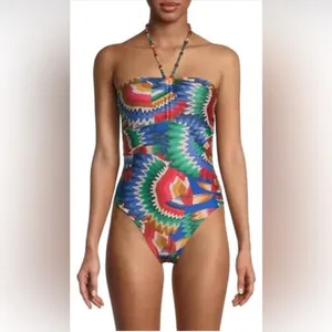 Farm Rio Chevron Toucans One Piece, size X-Small, $189 thumbnail 7