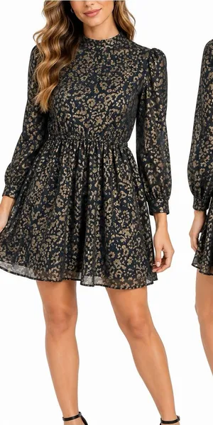 Cupcakes and Cashmere Metallic Leopard Dress XS Open Back Bow Tie Party thumbnail 1