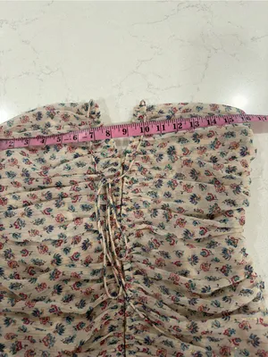 Zara Pale Floral Halter Ruched Mini Dress thumbnail 10
