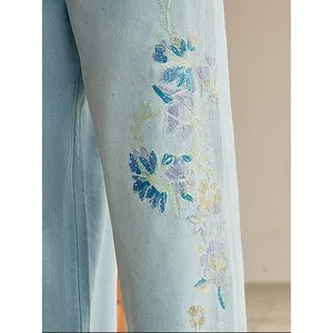 NWT Glitter Floral Jeans Size L thumbnail 4