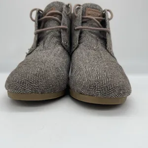 Toms Womens 7.5 Shoes Herringbone Print‎ Desert Ankle Bootie Brown Fabric Wedge thumbnail 9