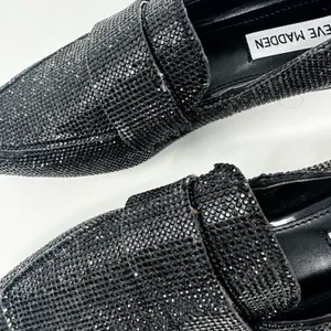 NEW Steve Madden Riski Black Rhinestone Studded Loafers, NEW, Size 6, MSRP $99 thumbnail 5