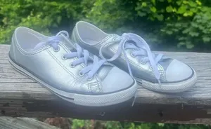 Converse All Star Chuck Taylor silver metallic low top sneakers, women's size 7 thumbnail 1