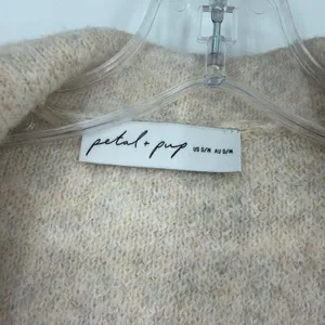 Petal + Pup Cardigan‎ Womens S/M Beige Wool Blend Long Open Front Coat Pockets thumbnail 3