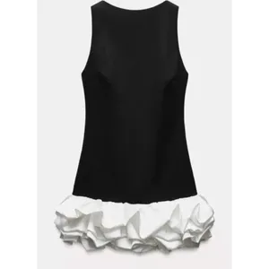Zara‎ Romper Jumpsuit Dress Black White Bubble Hem Formal HOCO thumbnail 2