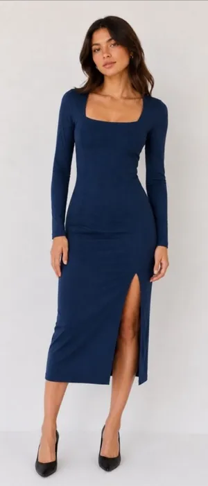 Beyond Yoga blue Impress Space Dye Long Sleeve Midi Dress Size large thumbnail 1