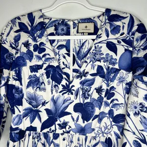 Tuckernuck Blue Floral Midi Dress Size Small thumbnail 4