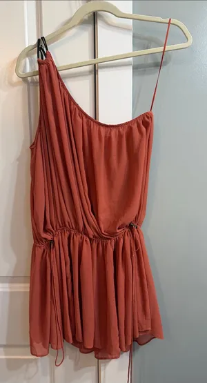 Free People Womens Athena One-Shoulder mini Dress in Rose size small thumbnail 1