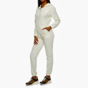 Y2K Vibes! Juicy Couture Velour hooded Jumpsuit - Cream thumbnail 3