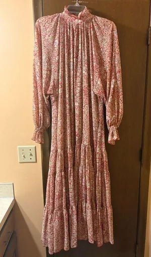 NWT Feeling Groovy Maxi Dress in red & cream thumbnail 7