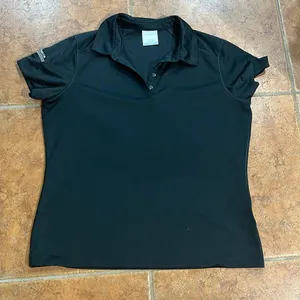 Nike Golf Polo Shirt Womens Black Dri-FIT Viracon Logo L 12-14‎ thumbnail 1