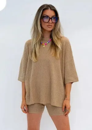Women's Tan Knit SET Size M thumbnail 1