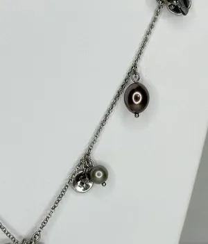 Chico's Cluster Beaded Pendant Silver Tone Long Necklace ✨ thumbnail 8