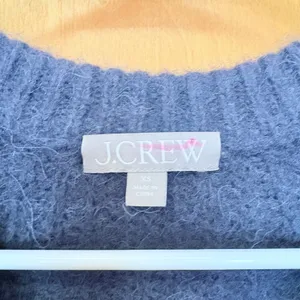 J. Crew Navy Blue V-Neck Fuzzy Knit Wool Alpaca‎ Blend Sweater XS thumbnail 3