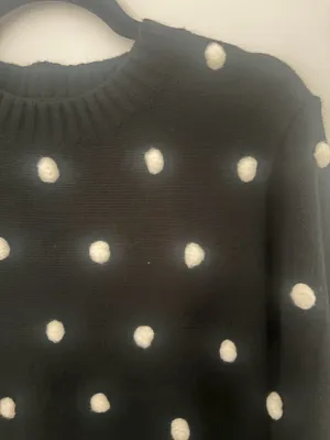 Pink Lily Black Polka Dot Sweater thumbnail 3