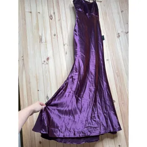 NWT Lulus Make You Shine Dark Purple Satin Mermaid Maxi Dress Holiday Gala Sz XS thumbnail 5