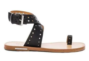 Isabel Marant 35 / 5 toile Jusip Malick Black Leather Sandal Ankle Toe Strap thumbnail 1